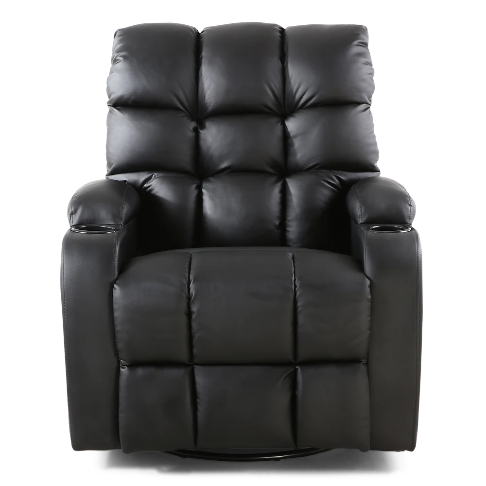 Roxby Leather Swivel Recliner Chair with Massage and Heat