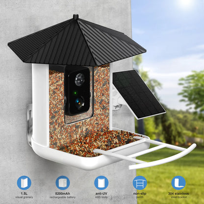 BROAIMX Smart Bird Feeder with Camera for Outdoor Bird Watching using AI Bird Detection