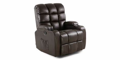 Roxby Leather Swivel Recliner Chair with Massage and Heat