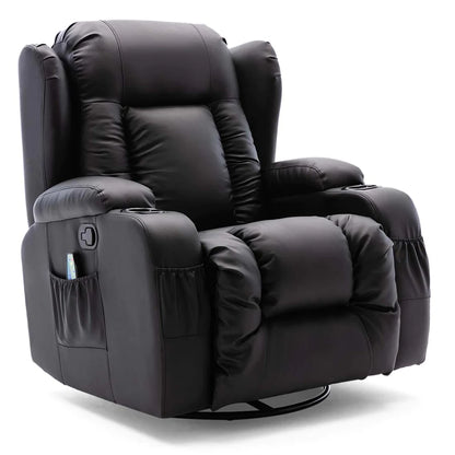 Rockingham Leather Swivel Recliner Chair with Massage and Heat