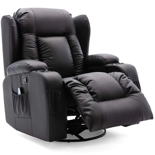 Rockingham Leather Swivel Recliner Chair with Massage and Heat