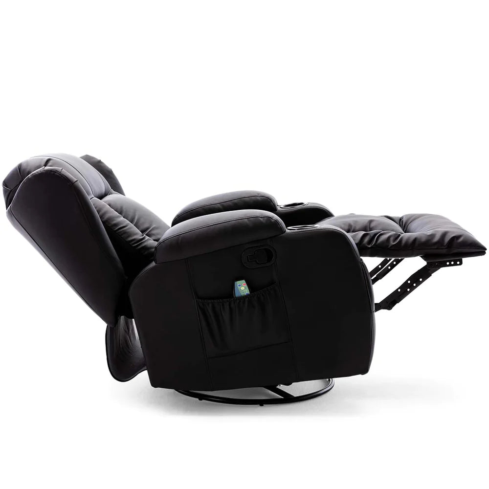 Rockingham Leather Swivel Recliner Chair with Massage and Heat