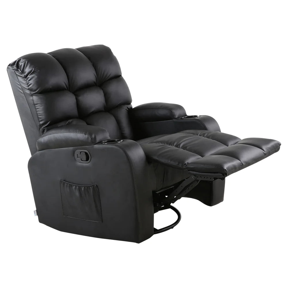 Roxby Leather Swivel Recliner Chair with Massage and Heat