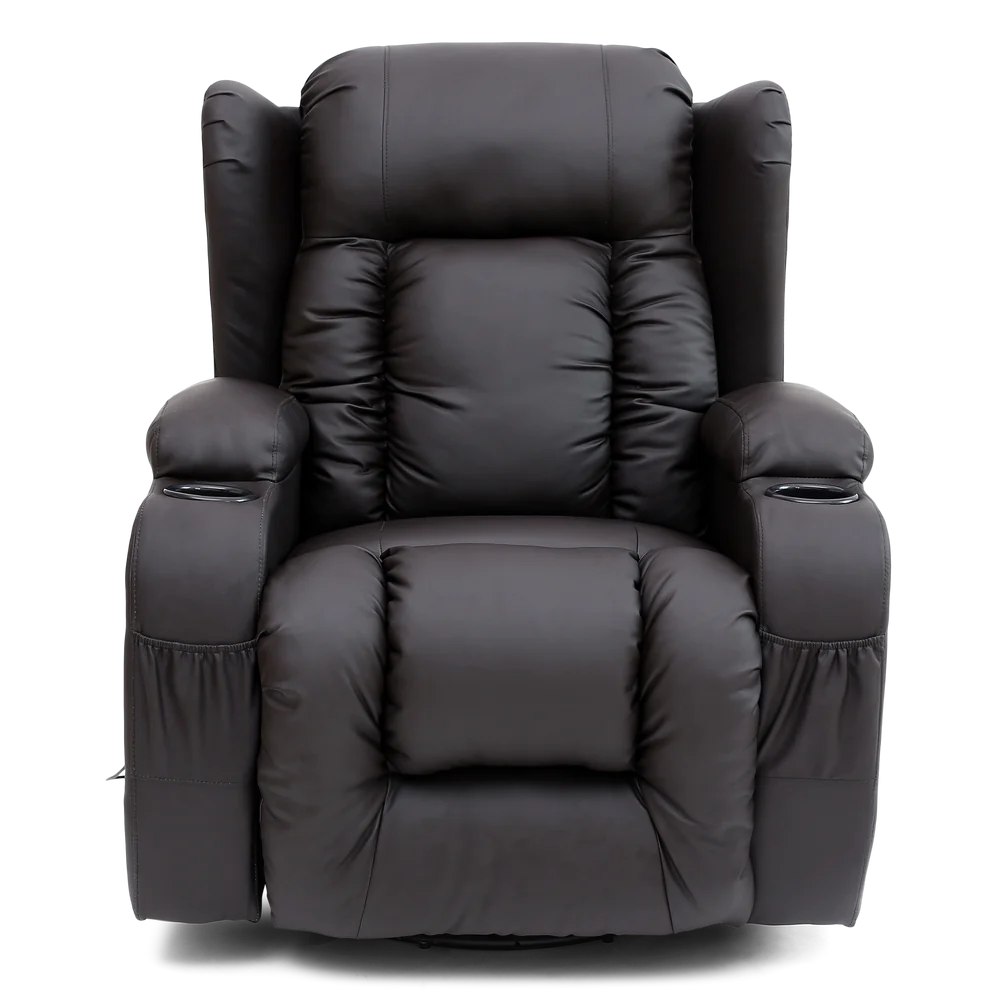 Rockingham Leather Swivel Recliner Chair with Massage and Heat