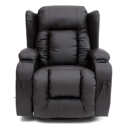 Rockingham Leather Swivel Recliner Chair with Massage and Heat