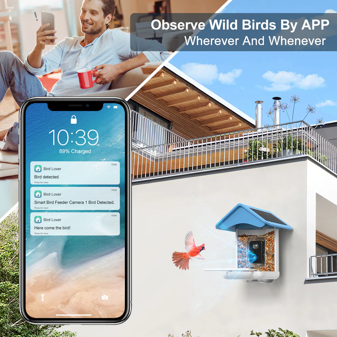 BROAIMX Smart Bird Feeder With AI Camera And 2 Solar Panels