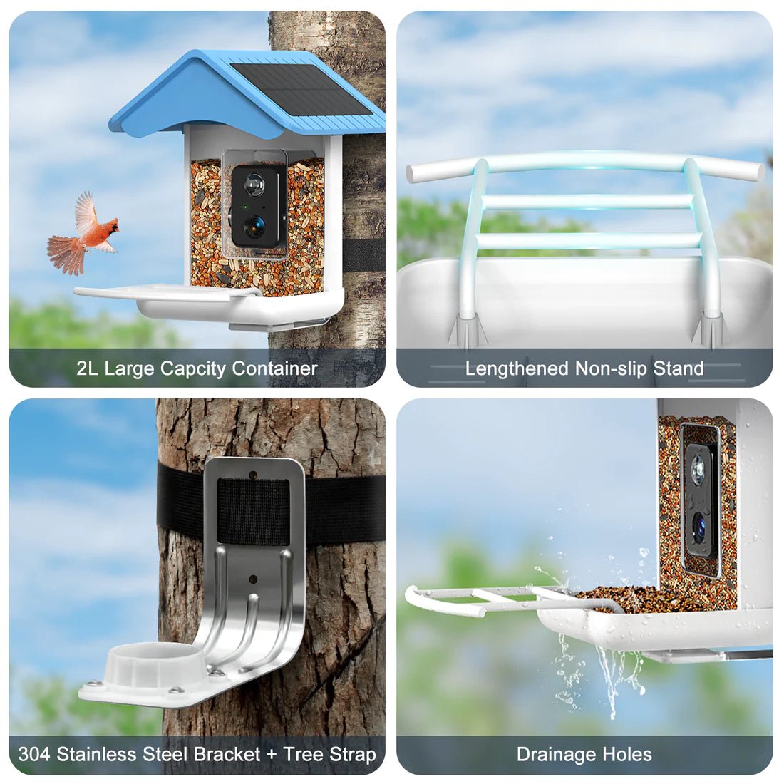 BROAIMX Smart Bird Feeder With AI Camera And 2 Solar Panels